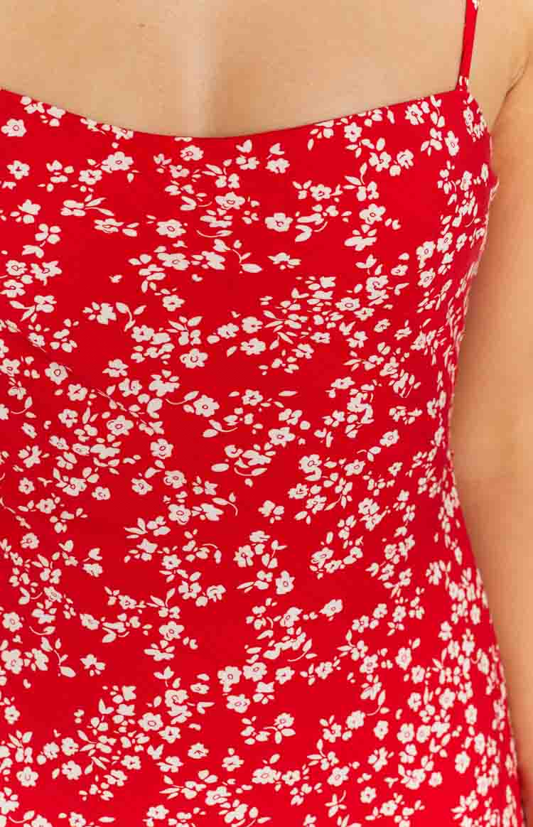 Delphine Red Floral Midi Dress Image
