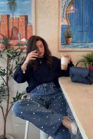 Denim Dazzle Pearl Mid Wash High Waisted Jeans