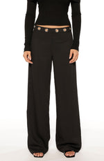 Devotion Black Eyelet Straight Leg Pants Image