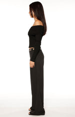 Devotion Black Eyelet Straight Leg Pants Image