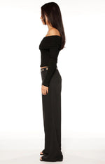 Devotion Black Eyelet Straight Leg Pants