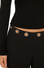 Devotion Black Eyelet Straight Leg Pants Image