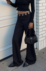 Devotion Black Eyelet Straight Leg Pants Image