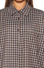 Devyn Brown Plaid Button Up Long Sleeve Shirt