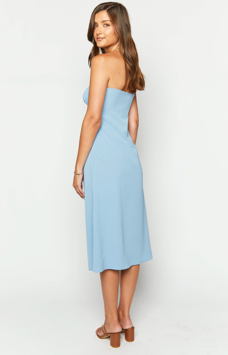 Dion Blue Strapless Midi Dress Image