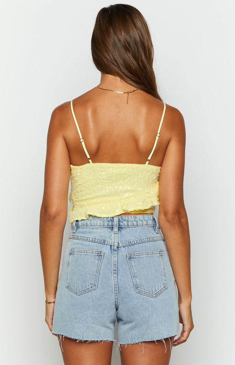 Dolly Yellow Sequin Crop Top Image