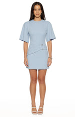 Dontae Blue Crepe Mini Dress
