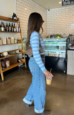 Dori Blue Zip Stripe Knit Sweater