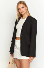 Cassy Black Linen Blend Blazer