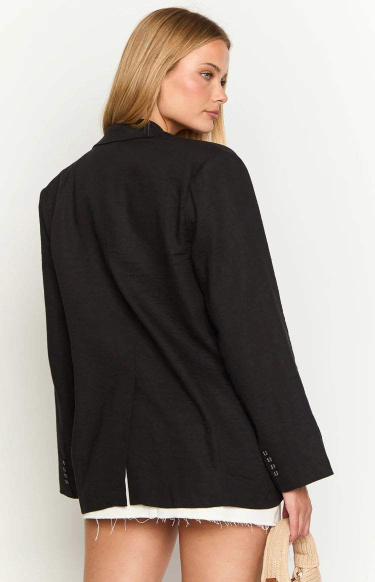 Cassy Black Linen Blend Blazer