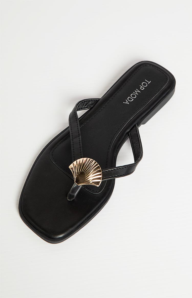 Eastside Black and Gold Thong Sandals Image