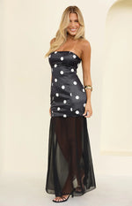 Eden Black Polka Dot Maxi Dress Image