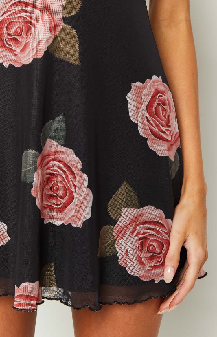 Eleanora Black Floral Mini Dress Image