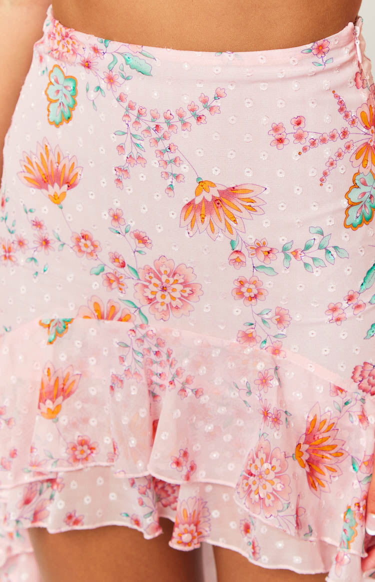 Elijah Pink Floral Maxi Skirt Image