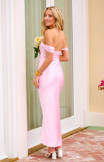 Ella Light Pink Off Shoulder Formal Maxi Dress