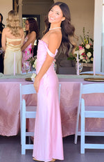Ella Light Pink Off Shoulder Formal Maxi Dress Image
