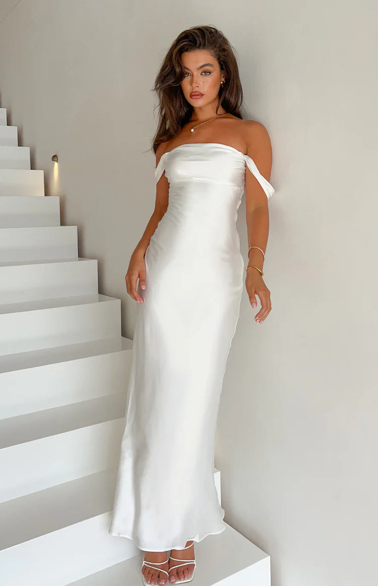 Ella White Off Shoulder Formal Dress | Beginning Boutique NZ Ella White Off Shoulder Formal Dress | Beginning Boutique NZ