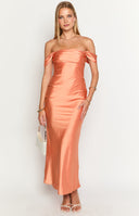 Ella Orange Off Shoulder Formal Dress