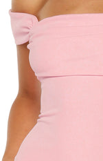 Ella Pink Off Shoulder Crepe Formal Maxi Dress Image