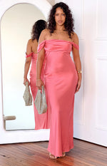 Ella Pink Off Shoulder Formal Dress