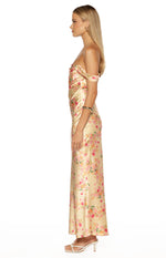 Ella Yellow Bloom Satin Maxi Dress Image
