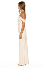 Ella Cream Crepe Formal Maxi Dress Image
