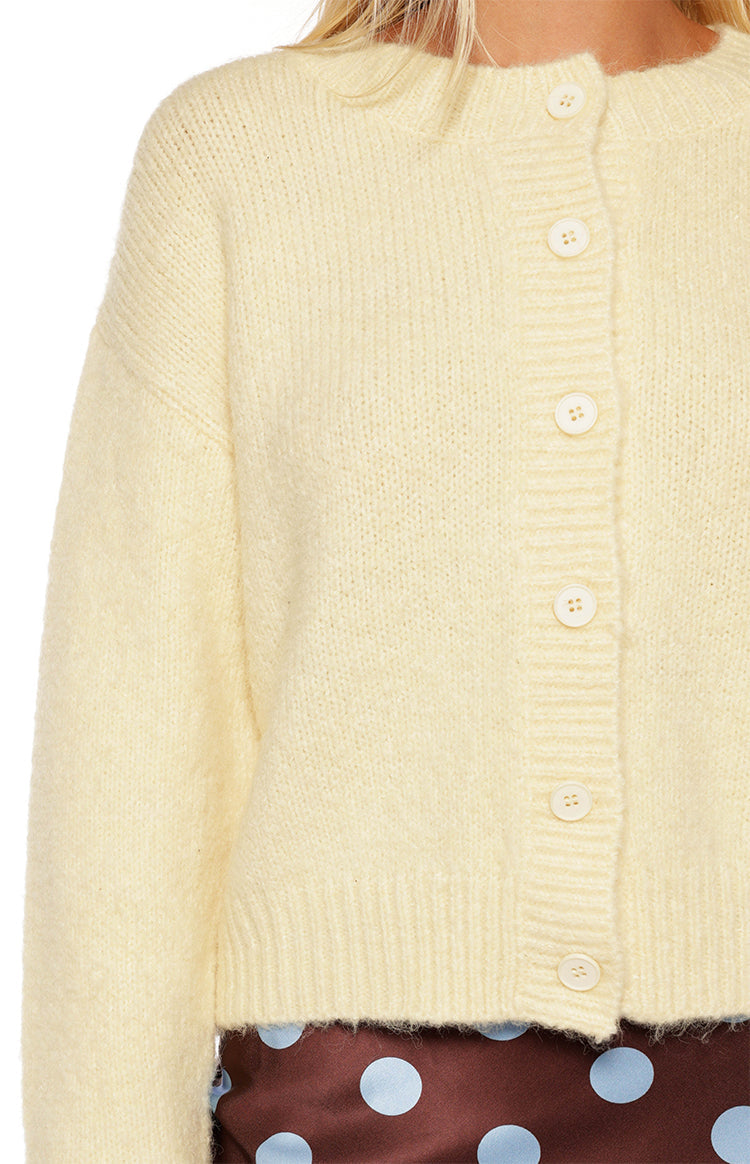 Ellia Butter Yellow Button Down Cardigan Image