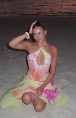 Elowen Yellow Hibiscus Floral Halter Maxi Dress Image