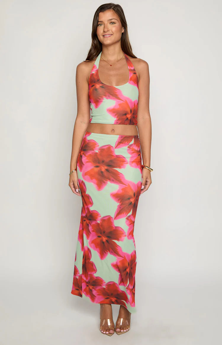 Elsa Green Floral Halter Top