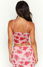 Emz Pink Floral Mesh Cami Image