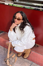 Enya Cream Funnel Neck Sports Jacket