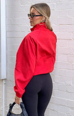 Enya Red Funnel Neck Sports Jacket