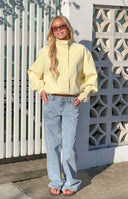 Beginning Boutique Enya Yellow Funnel Neck Sports Jacket pale yellow funnel neck sports jacket with raglan sleeves, elasticat