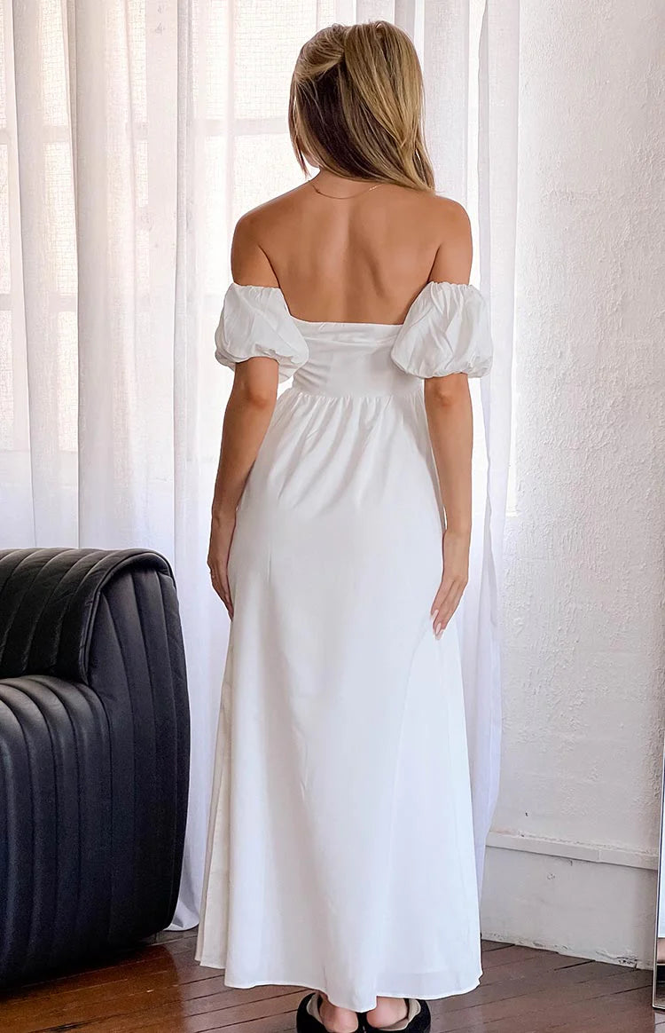 Evander White Off The Shoulder Maxi Dress