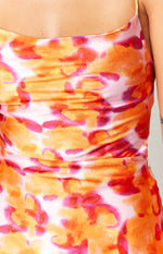 Everly Azalea Pink Print Midi Dress