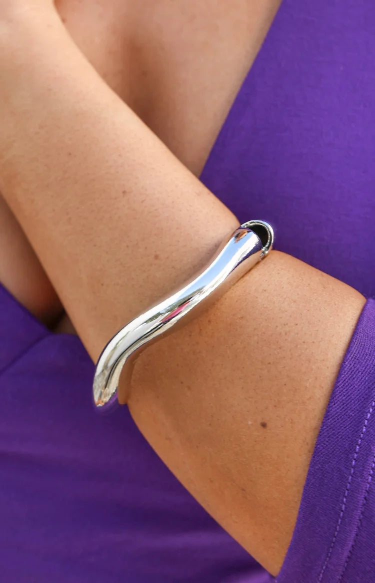 Fable Silver Wavy Cuff Bracelet
