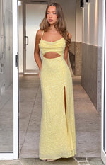 Fallon Yellow Sequin Cut Out Formal Maxi dress Image