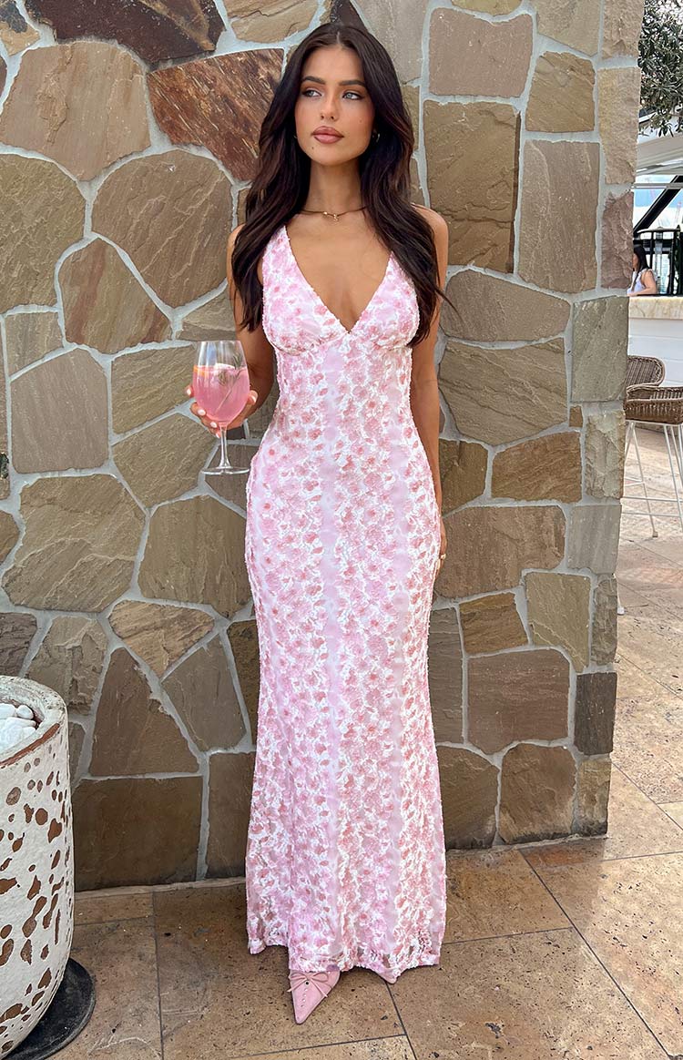 Farida Pink Lace Maxi Dress Image