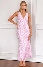 Farida Pink Lace Maxi Dress Image
