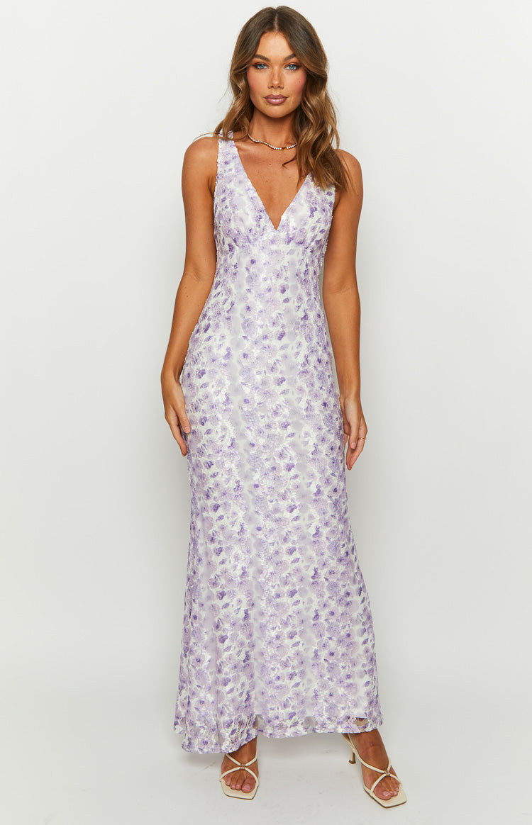 Farida Purple Lace Maxi Dress Image