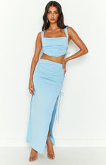 Farrar Blue Ruched Maxi Skirt Image