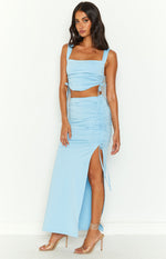 Farrar Blue Ruched Maxi Skirt Image