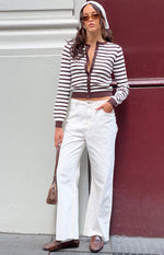 Felix Scallop Edge White Denim Jeans