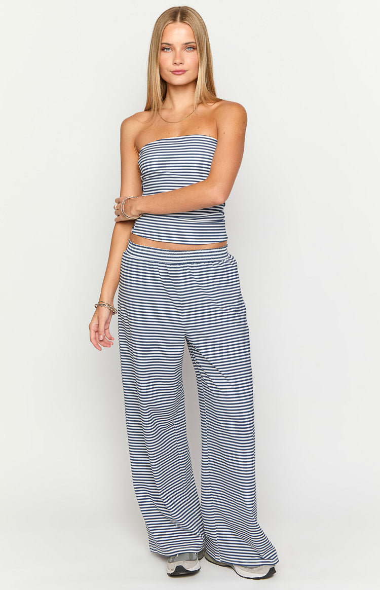 Flo Navy Stripe Wide Leg Pants Image