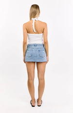 Found Love Light Wash Denim Low Rise Mini Skirt
