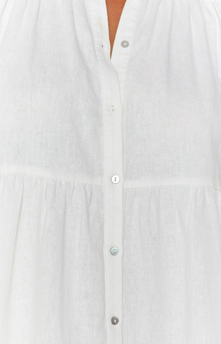 Frances White Linen Tiered Dress Image