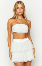 Frosty Ruffle White Crop Top Image