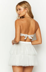 Frosty Ruffle White Crop Top Image