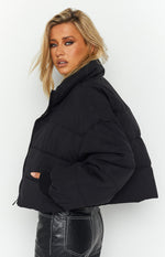 Fuego Puffer Cropped Jacket Black Image