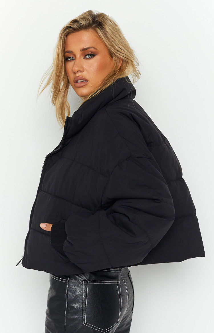 Fuego Puffer Cropped Jacket Black Image